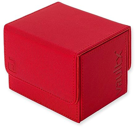 Vault X Sideloading Deck Box 100+ Sleeved Cards Exo-Tec (Red) | Holds 100+ sleeved TCG cards. Padded side-loading deck box, secure magnetic lid, water-resistant Exo-Tec.