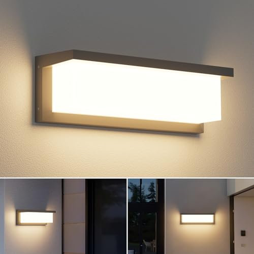 Coinmit 36W LED Wandleuchte für den Außenbereich, 3000K, 3500LM, IP65 Wasserdichte Wandleuchte, Wandleuchte aus Aluminium für Innen und Außen, Terrasse, Balkon,Anthrazit…