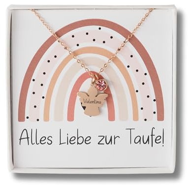Personalisierte Kette |Geschenk zur Taufe |Geschenk Patenkind|Halskette Kommunion| Schutzengel Taufkette
