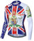 Hotlion Cycling Jersey Men Long Sleeve Bike Biking Shirts Top Full Zip with Pockets MTB Road Bicycle Clothes UK Flag Size XL
