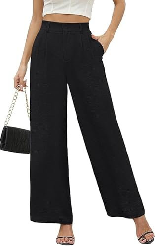 BEIGAI Damen Hosen Elegant Lose Lounge Weite Hose Outdoor Jogpants Trainingshose Culottes Yogahose mit Taschen,Schwarz,XXL