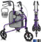 Vive Mobility 3 Wheel Rollator Walker - Lightweight and Foldable for Seniors, Elderly, Men, Women - Folding Heavy Duty Tri-Wheeled for Indoor/Outdoor Use (Purple)