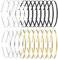 TECKI 24 Pieces Serre Tete Metal - 8X Dore +8X Argente +8X Noir, Serre Tete Femme Homme Enfant, Materiaux De Cadre De Bricolage, Classique Et Simple, Satin Fleurs Sechees Strass Etoiles Headband