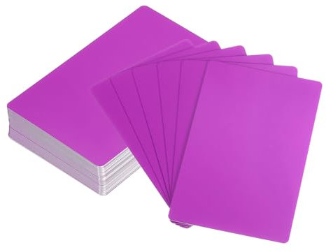 sourcing map 50 biglietti da visita in metallo anodizzato personalizzato, 86 x 54 x 0,45 mm, oggetti personalizzabili per incisione laser, biglietti fai da te, viola
