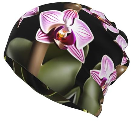 Lustige, lässige Beanie-Mütze mit Glocken-Orchideen-Muster, multifunktional, Kopfbedeckung, Turban, Unisex, Glocken-Orchideen-Muster, Einheitsgr��e