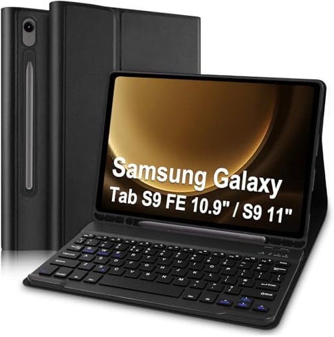 Keyboard Case for Samsung Galaxy Tab S10 FE 10.9 2025(SM-X520,SM-X526,SM-X526B)/ S9 FE 10.9 (SM-X510/SM-X516B/SM-X518U)/S9 11 Inches Detachable Wireless Bluetooth Keyboard with Slim Cover Black