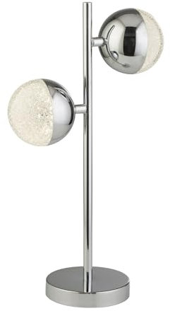 Licht-Erlebnisse LED Tischleuchte klein 45 cm Chrom 4000 K 1345 lm neutralweiß Glas Metall Retro Tischlampe Wohnzimmer