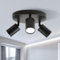 CANMEIJIA LED Deckenstrahler GU10 Deckenlampe Spot Deckenleuchte 3 Flammig Rund Lampe Wohnzimmer Schwenkbar 350° Deckenleuchte Geeignet Für Wohnzimmer/Küche/Flur Schwarz (Ohne Leuchtmittel)