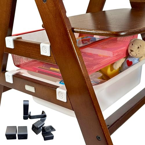 EmSoLi Trofast Adapter kompatibel für Hochstuhl Hauck Alpha für Plastikwannen und Körbe,Haken, Kippschutz (Schwarz, Trofast Adapter + 2 Haken)