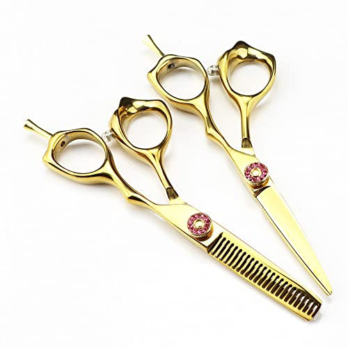 ATWNJKP Haarschneideschere, 5 Zoll, professionelle Japan 440c, gehobene Schere, Goldschnitt-Haarschere, Schneiden, Friseur, Haarschnitt, Effilierschere, Friseurschere
