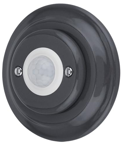 Unterputz Porzellan Retro LED Bewegungsmelder, All-in-One, Serie PR1 dunkelgrau