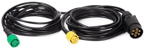 Feuunly 5,0 mètres Rallonge Remorque Prise 7 Broches Male vers 1x Prise 5 Broches et 1x Prise 4 Broches, 12V Rallonge Câble Remorque Connecteur Standard Européenne, pour Véhicule RV