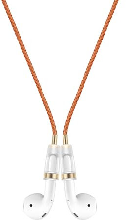 Lawonda Halteband Kompatibel mit AirPods 1/2/ 3, AirPods Pro/Pro 2, PU Leder Anti-Verlust-Umhängeband für AirPods Strap Halter Band Halterung Magnetisch Sport-Saiten-Umhängeband Orange Rot Gold