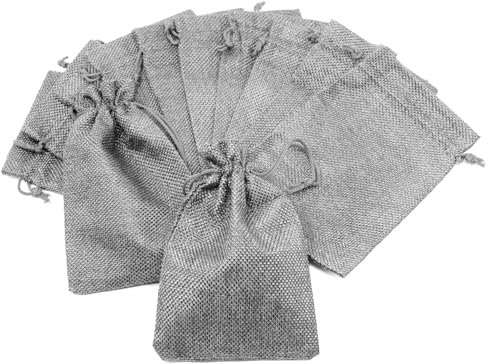 Oblique Unique Jutebeutel mit Zugband - 12 oder 24 Stück - Jute Säckchen Beutel Stoffbeutel ca. 15x10 cm für Geschenke als Deko zu Weihnachten (Grau - 12 Stück)