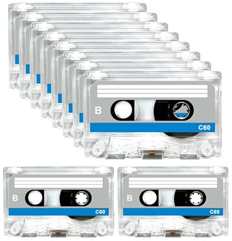 BORDEAG 10 Stück Audio Cassette Empty Cassette Tapes, Audio Kassetten Leer, 60 Min Musikkassette, Leere Audiokassetten Rauscharm Audiokassetten Für Vorlesungen Seminare