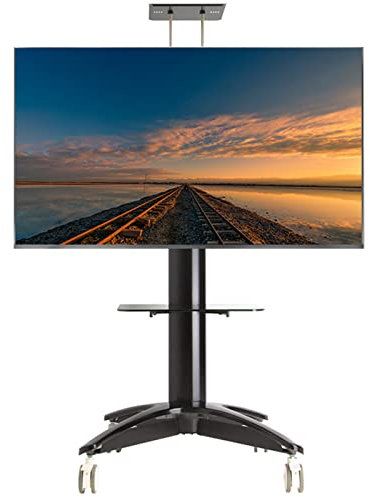 SaryEdge Mobile TV Stand Heavy Stable Mobile TV Stand on Wheels, Suitable for 32-65 Inch Flat Screens Curved Smart Screen TVs, VESA Pattern 200x200mm - 600x400mm (Black