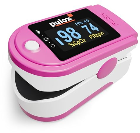 Pulox PO-200 Solo Pulsoximeter Pink zur Messung von SpO2, Puls und PI | Mit Präzisionsindikator zur zuverlässigen Kontrolle von Sauerstoffsättigung, Herzfrequenz und Perfusionsindex