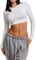 Solid Color Women's Summer Crop Tops, Long & Short Sleeve Going Out Basic Tops, Fashion Sexy Tight Cropped Tee Shirts (UK, Alpha, XL, Regular, Regular, White, Long Sleeves)