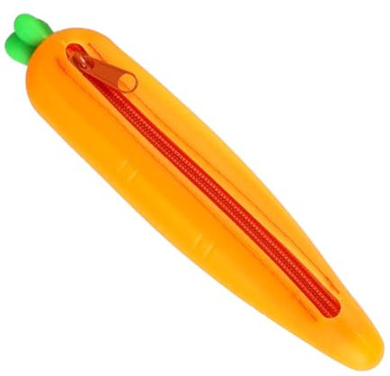OUDQFCJ 1 Pezzo Astuccio Portapenne in Silicone con Cerniera Design a Forma di Carota Regalo per Bambini e Adolescenti