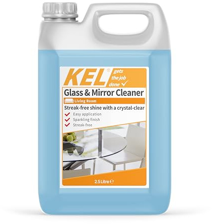 KEL - Glass and Mirror Cleaner Refill: Streak-Free Formula for Windows, Mirrors & Surfaces - Ammonia-Free, Quick-Drying Liquid - 2.5L Bulk