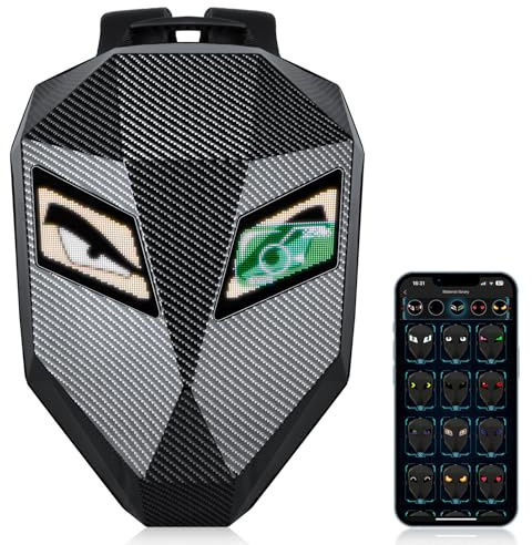 Untrxr 48 cm LED Motorrad Knight Rucksack für Männer, Hard Case Fahrrucksack Motorrad Laptop Tasche Wasserdicht, DIY Programmierbarer Full Color Display & Augen