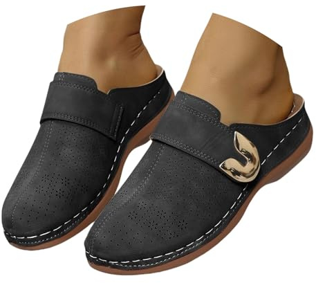 Pantoufles pour femme - Antidérapantes - Sabots de jardin - Légères - Ouvertes à l'arrière - En cuir et liège - Chaussures de loisirs confortables - Sandales orthopédiques pour femme