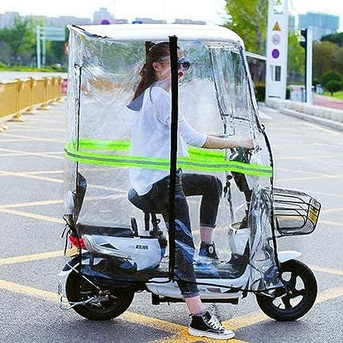 GZKDKZB Vollständig geschlossenes Regenschutzdach für Elektromobile, universelle Sonnenschutzabdeckung für Elektromotorräder, Regenschirmschutz mit reflektierenden Streifen und Tasche
