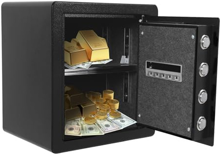 Mini Safe Tresor, 36x30x40cm Tresor Feuerfest Wasserdicht, Elektronischer Möbeltresor mit Zahlenschloss, Digitaler Wandtresor, Safe für Zuhause für Büros, Wohnungen und andere Orte
