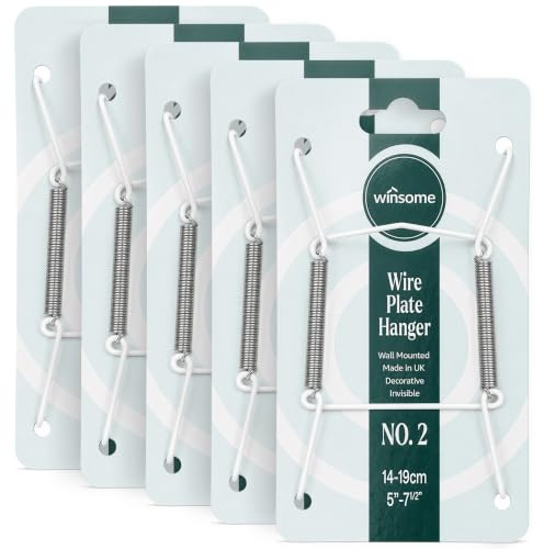 Invisible Plate Hangers for Wall | Decorative Dish Display Holders Hanging Wires Spring Hook Holder Fit to Hang on Wall (White, for Plate Size 14 - 19 cm - Pack of 5)