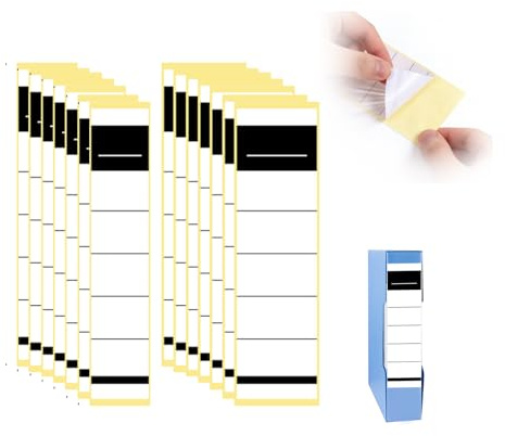Vexnaro 100 Étiquettes Autocollantes pour Dos de Classeur, 2 Tailles, Papier Blanc Adhésif, Longues et Inscriptibles pour Classeurs Standard, Étroits et Large, Bureau, École, Maison
