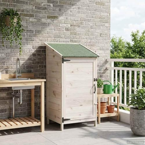 Casetta da giardino rettangolare in legno con tetto in asfalto impermeabile, 59 x 56 x 113,5 cm, molto spazio per attrezzi da giardino e accessori, porta di ventilazione per un migliore clima di