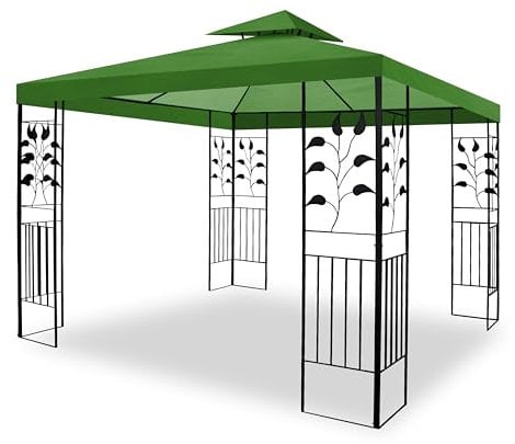 WASSERDICHTER Pavillon TOSKANA 3x3m Metall inkl. Dach Festzelt wasserfest Partyzelt (Waldgrün)