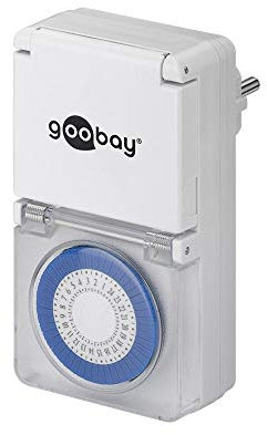 Goobay 73289 Analoge Zeitschaltuhr Aussen – IP44 – 30 Minuten Takt - Schutzklappe – für Outdoorbereich geeignet - Spritzwasserschutz