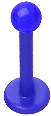 viva-adorno 1,2 mm Labret Stecker Lippenpiercing Tragus Piercing Ohrpiercing Bioflex Kunststoff Z450, Blau / 1,2 x 6 x 3mm