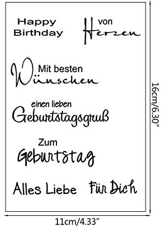 Mmnas Deutsche Wörter Silikonstempel，Transparente Stempel Prägealbum Dekor ， Clear Stamp