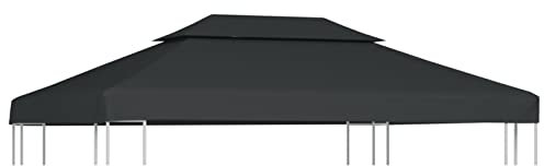 Tidyard Auvent de Remplacement 2 Niveaux avec Revêtement de PVC (imperméable à l'eau) Anthracite 310 g/m² 4 x 3 m