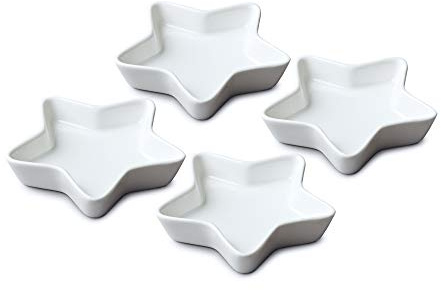 WM Bartleet & Sons 1750 TSET171 Set of 4 Porcelain Mini Star Shaped Condiment Sauce Dishes 9cm – White