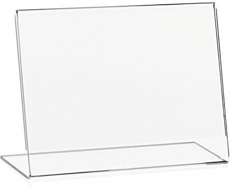5 Stück VITAdisplays DIN A6 Werbeaufsteller, L-Ständer, L-Aufsteller im Querformat, transparent aus original PLEXIGLAS