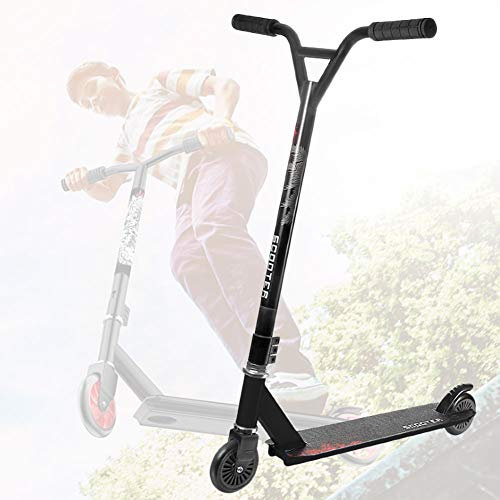 Sports Pro Scooter Stunt Trick Push Scooter mit Kugellagern und 360 Grad Drehbarer Lenker, Freestyle-Roller, Funscooter für Kinder Erwachsene, Neid des Skateparks,Schwarz