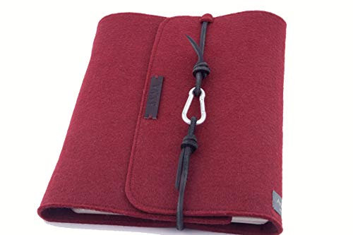 Ringbuch Filz rot A5 Notizbuch Ringordner PERSONALISIERT Name Kalender Leder Geschenk Abschluss Schule Abitur Ausbildung Studium Karabiner lässig 2,2cm, 2 Ringe