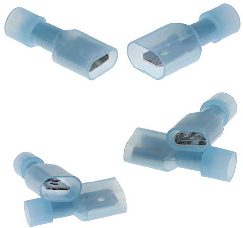 100-tlg Flachstecker & Hülsen Blau 6.3mm mit Nylon Isolierung Kabel Stecker Kabelschuh