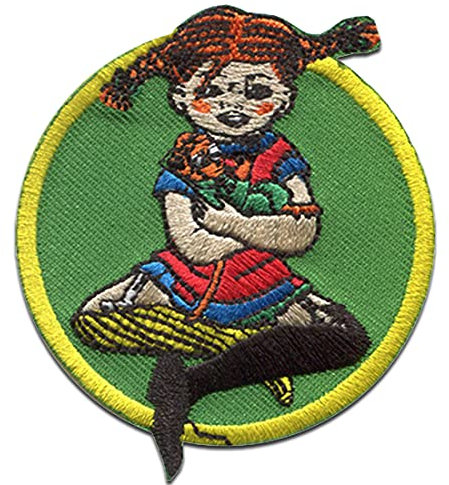 Pippi Langstrumpf © mit Herr Nilsson - Aufnäher, Bügelbild, Aufbügler, Applikationen, Patches, Flicken, zum aufbügeln, Größe: 6 x 6,9 cm