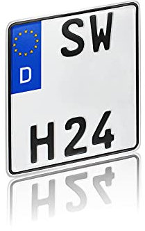DIN-zertifizierte EU Kfz-Kennzeichen für Motorrad alle Größen 180x200 220x200 offizielle Nummernschilder reflektierend Wunschkennzeichen (10 Kennzeichen Motorrad)