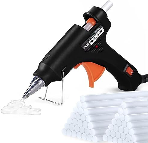 LUMOUS ROLA Hot Glue Gun, 20W UK Plug Mini Heats Up Glue Gun for Crafts, Hobby, Craft, Home Repairs, Fabric, Wood, Glass, Card, ON-Off Switch for DIY Arts (Black)