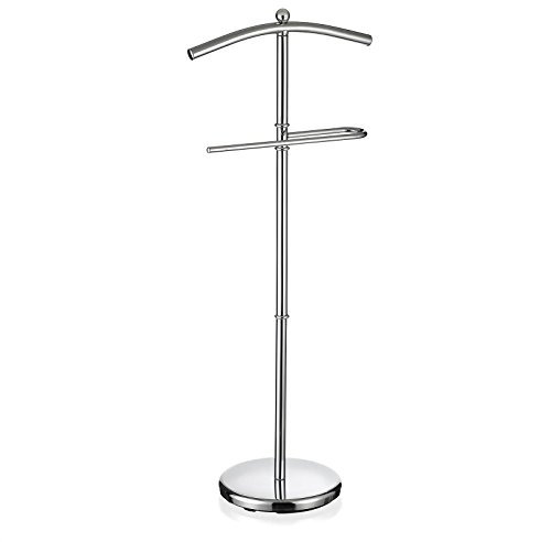 IDIMEX Valet de Chambre JÖRG Valet de Nuit Support pour Vestes Porte vêtements en métal chromé