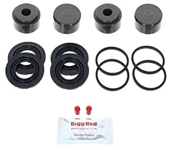 Bigg Red - Front Left or Right Brake Caliper Repair Seal Kit and Pistons - Compatible with A6 2014-2018, Q5 2008-2017