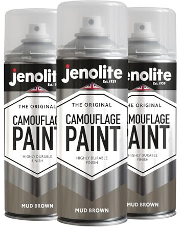 JENOLITE Armee Schlammbraun Camouflage Farbe, 3 x 400 ml (RAL 8027), ideal für Modellbau, Paintball, Airsoft, Militärfahrzeuge
