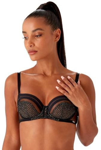 Gossard Women's Condradiction Balconette Bra, Black/Silver, 32B