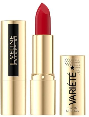 Eveline Cosmetics Variété Satin Lipstick Stick No. 06 - Highly Pigmented, Nourishing with Jojoba & Sesame Oil, Hyaluronic Acid & Vitamin E