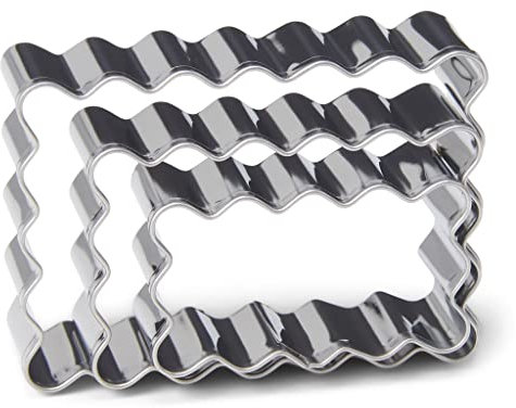 Patisse 13706 - Surtido de 3 cortadores rectangulares y dentados para galletas tipo mantequilla - acero inoxidable - 3 tamaños: 4,5 x 2,5 cm, 5,5 x 3,5 cm, 6,5 x 4,5 cm
